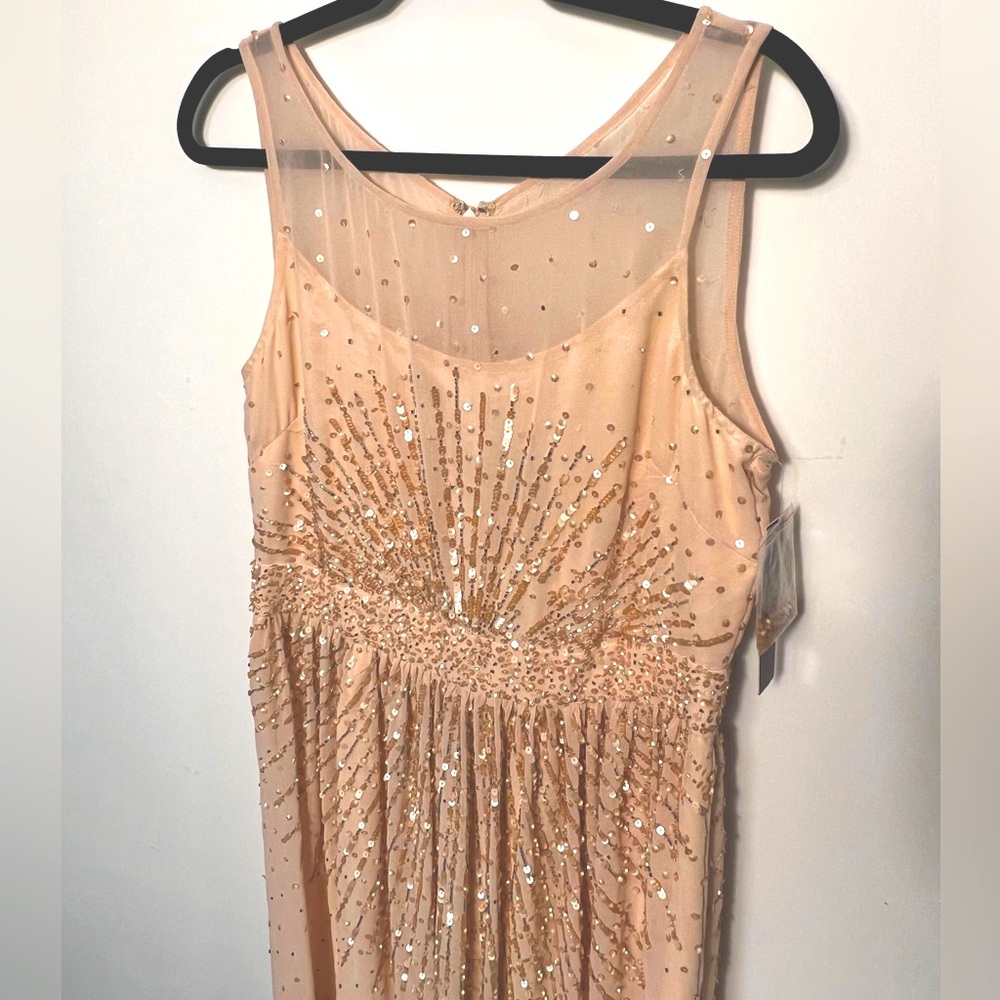 159. NWT Decode formal light peach sequin chiffon gown dress